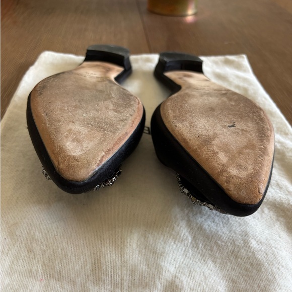 Manolo Blahnik Hangisi black crystal-embellished satin slippers - Picture 7 of 9